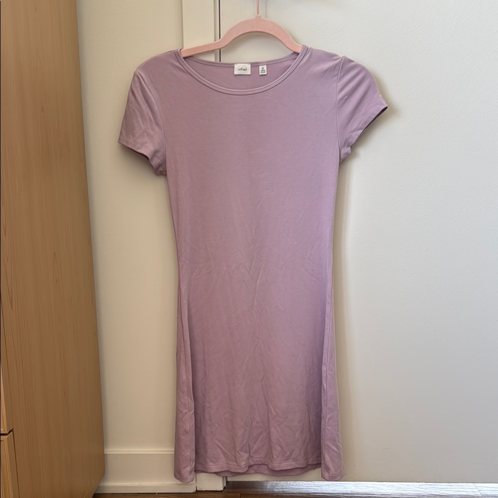 Aritzia Sheath Mini Dress with Puff Sleeves in Purple